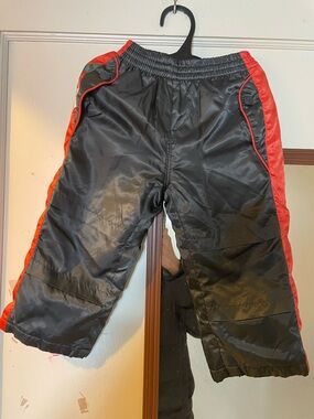 Kids Black and Red Insulated Snow Pants